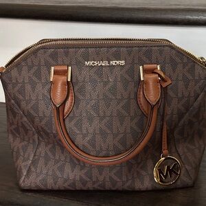 Michael Kors Signature Brown Satchel with charm